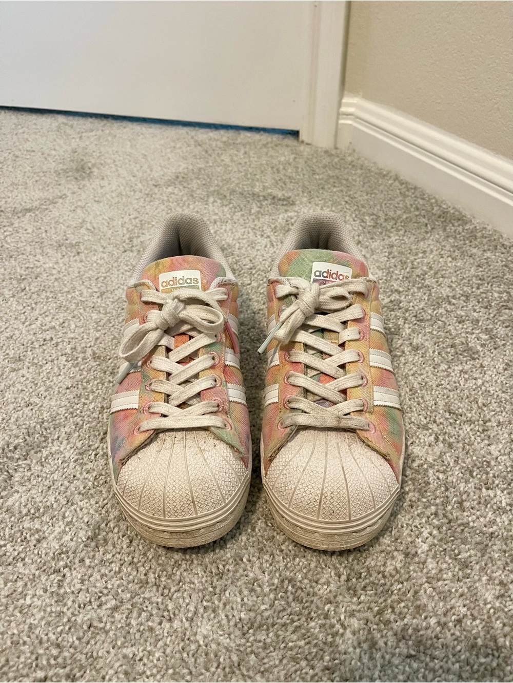 Adidas Women’s Pastel Tie-Dye Shell-Toe Sneakers